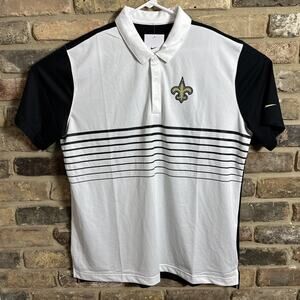 Nike Dri-Fit Polo New Orleans Saints Men's XL Shirt White Black & Gold New